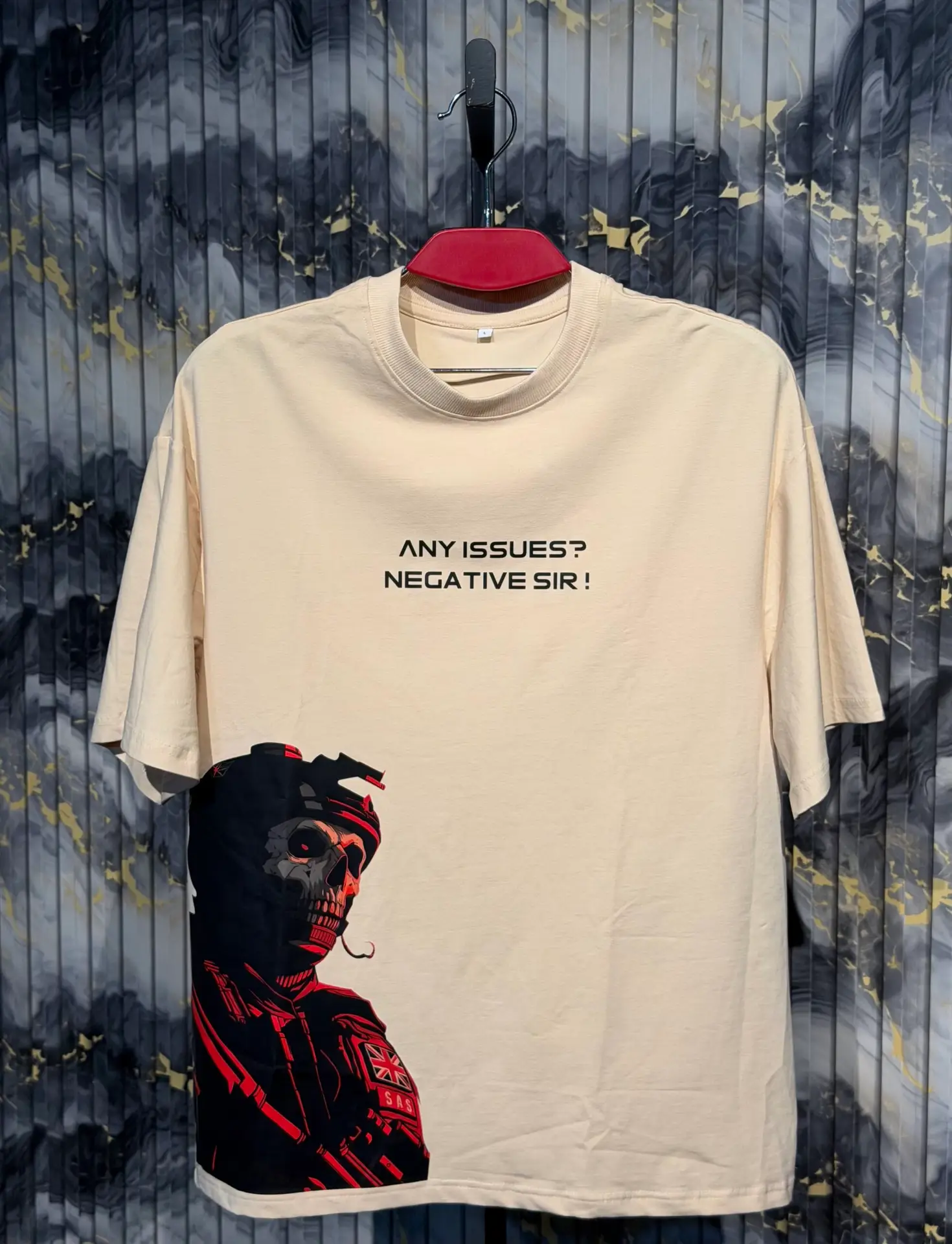 Ghost GHOST SAS Printed (Front) Dropshoulder Tshirt-Beige - Image 1