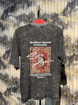 RISE AGAIN Printed (Back) Acid Wash Dropshoulder Tshirt.