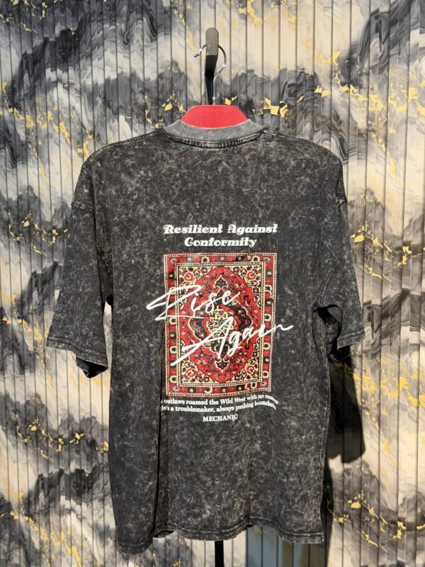 RISE AGAIN Printed (Back) Acid Wash Dropshoulder Tshirt.