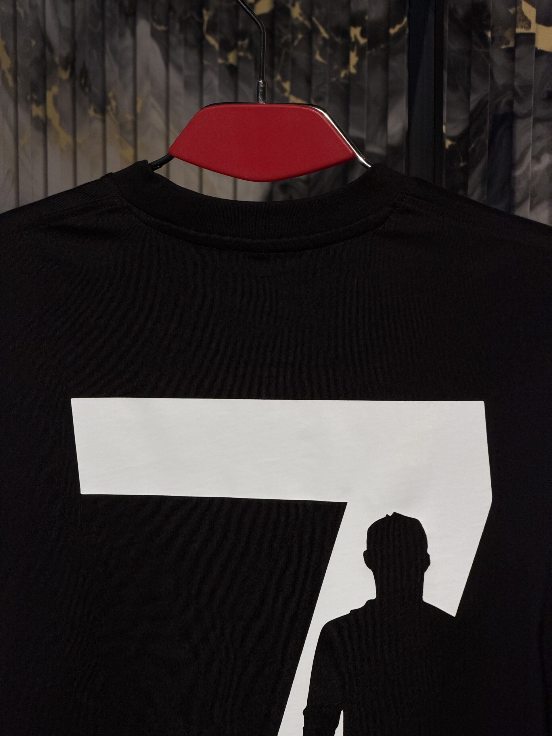 CR7 Printed (Front & Back) Dropshoulder Tshirt-Black