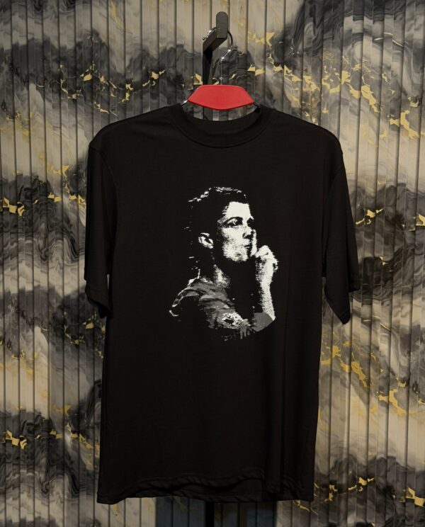 CR7 Printed (Front & Back) Dropshoulder Tshirt-Black