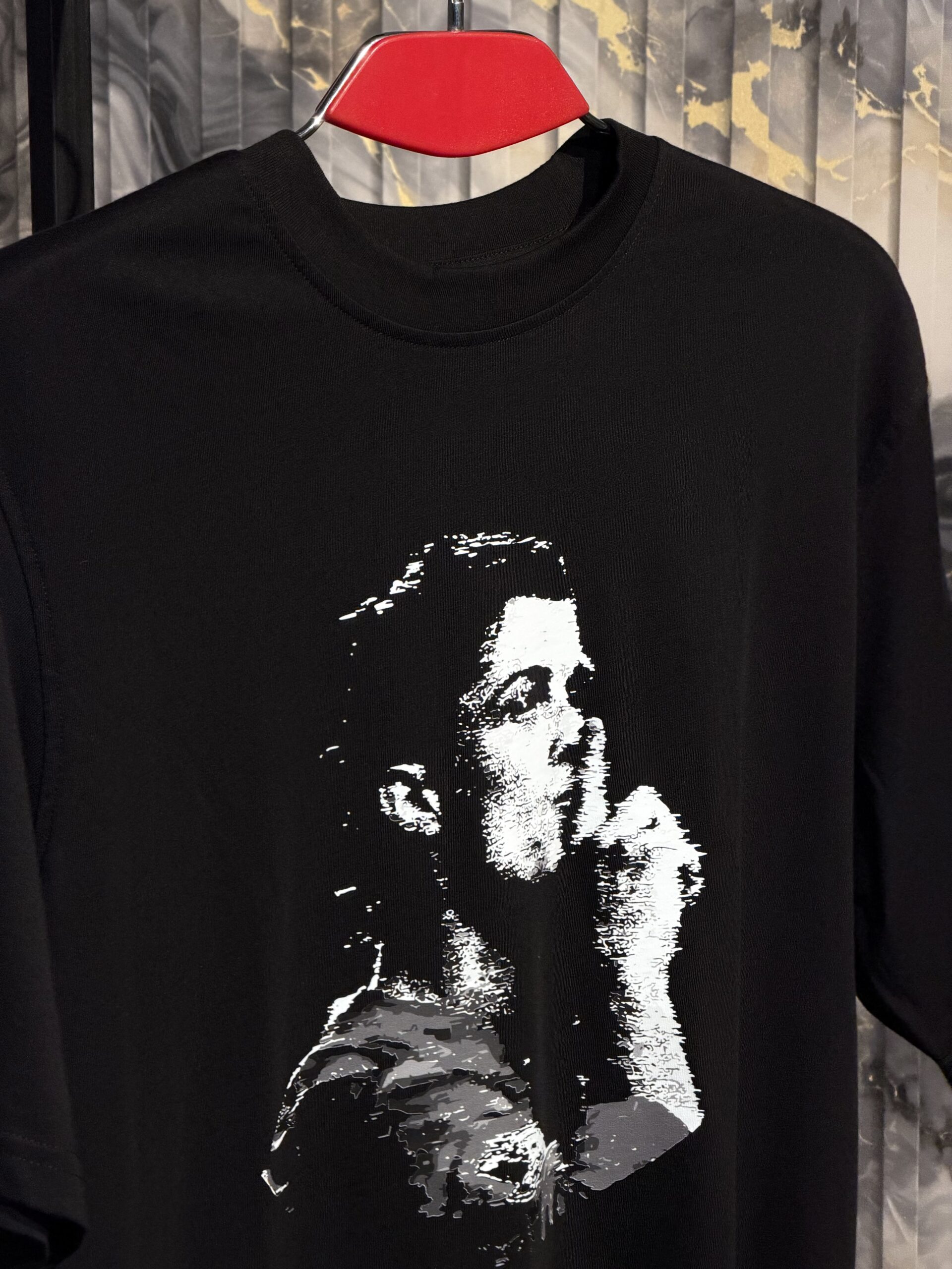 CR7 Printed (Front & Back) Dropshoulder Tshirt-Black