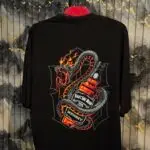 WHISKEY & SNAKE Printed (Back) Dropshoulder Tshirt-Black