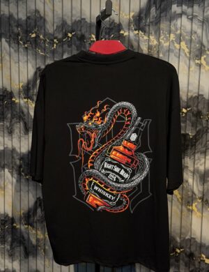 WHISKEY & SNAKE Printed (Back) Dropshoulder Tshirt-Black