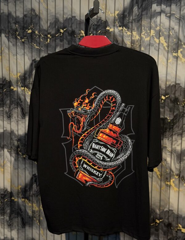 WHISKEY & SNAKE Printed (Back) Dropshoulder Tshirt-Black