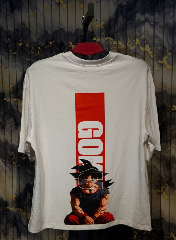 GOKU Printed (Back) Dropshoulder Tshirt-White