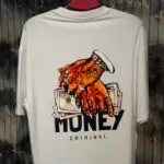 MONEY CRIMINAL Printed (Back) Dropshoulder Tshirt-White