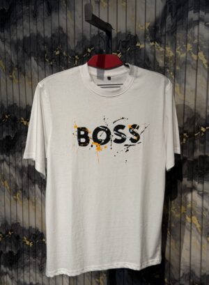 BOSS Printed (Front) Regular Tshirt-White