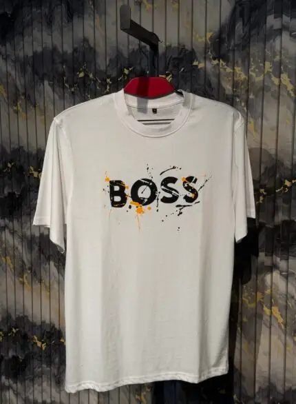 BOSS Printed (Front) Regular Tshirt-White