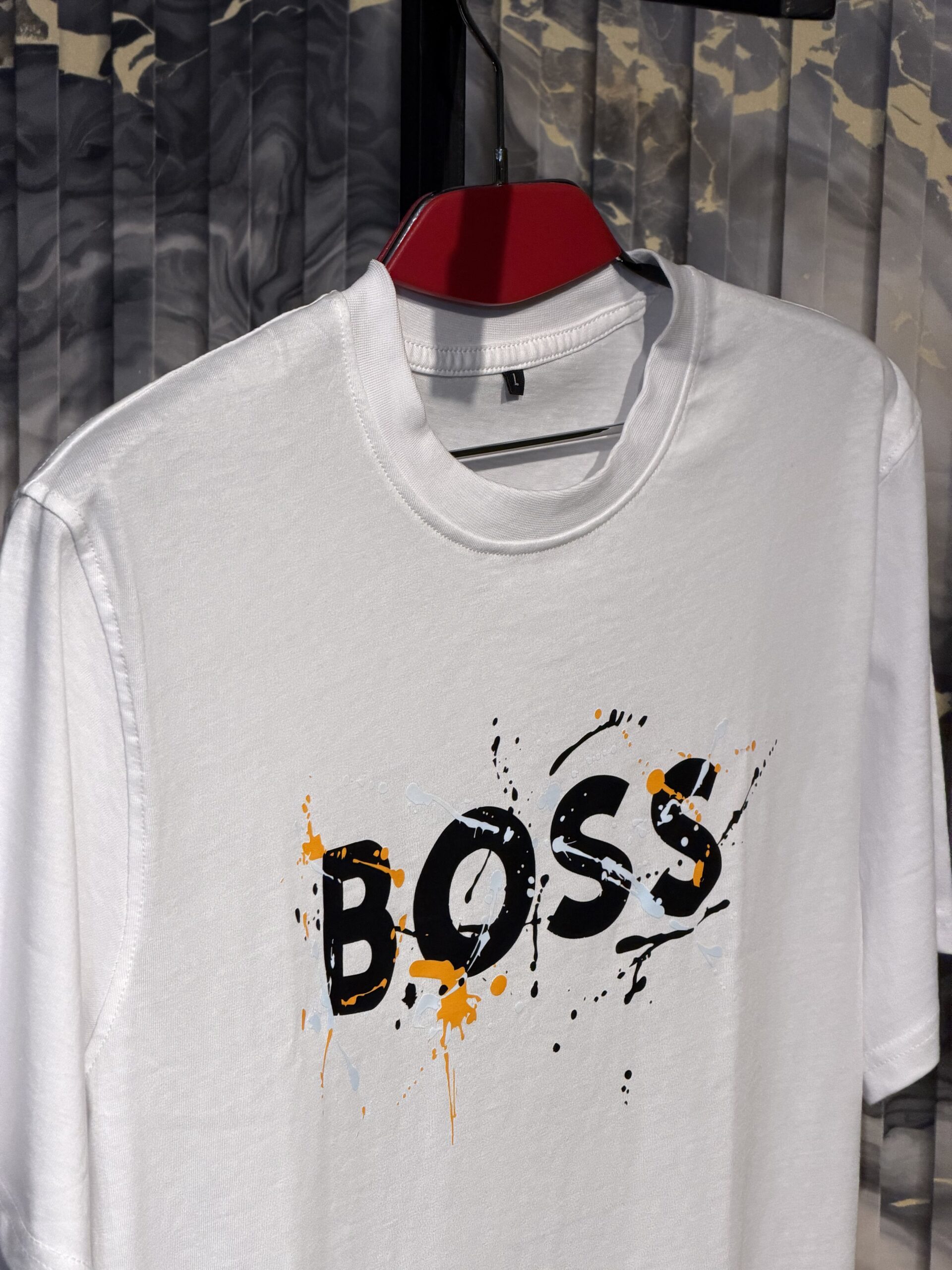 BOSS Printed (Front) Regular Tshirt-White