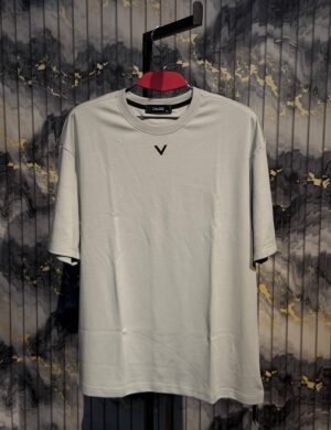 V Silicone 3D Printed (Front) Regular Tshirt-Light Grey