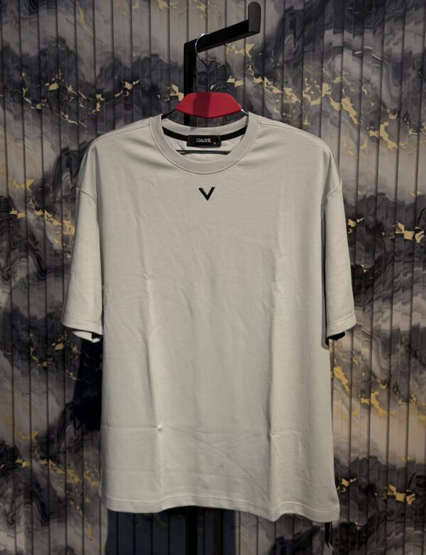 V Silicone 3D Printed (Front) Regular Tshirt-Light Grey