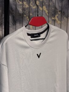 V Silicone 3D Printed (Front) Regular Tshirt-Light Grey - Image 2